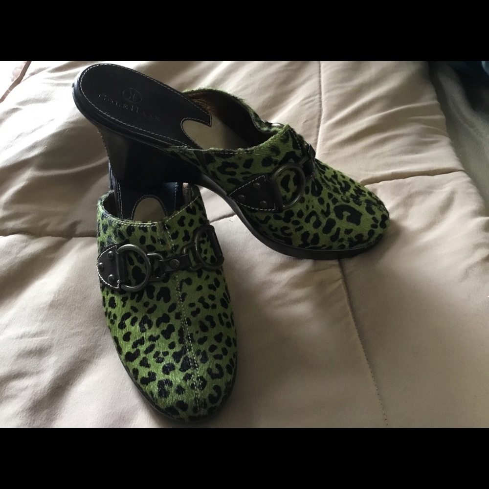 Cole Haan Wedge shoes olive and leopard size 6